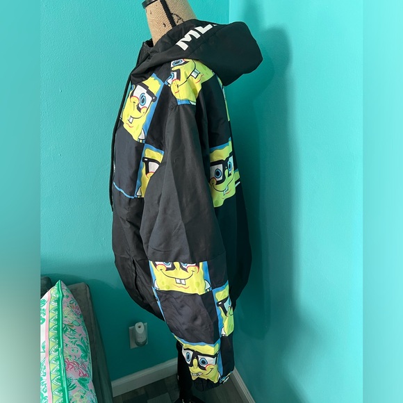EUC Unisex Members Only X Nickelodeon SpongeBob Square Pants Hooded Windbreaker - Picture 4 of 11